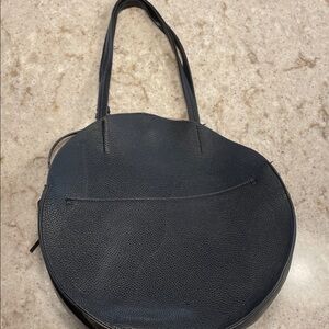 Chic Vegan Leather Black Pebbled Tote Bag